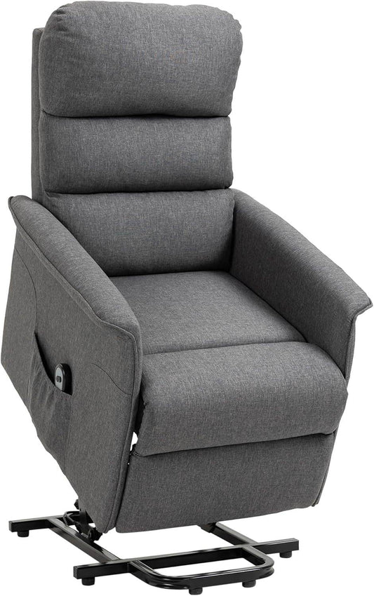 Power Lift Recliner Chair for Elderly, Easy Assembly, Fabric Lift Chair for Adults, Recliner Sofa with Remote Control, Side Pockets for Living Room, Gray - Loft&Timber