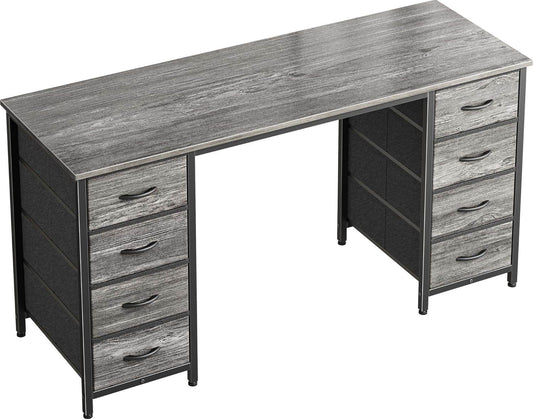 47 Inch Computer Desk with 8 Drawers in Gray - Loft&Timber