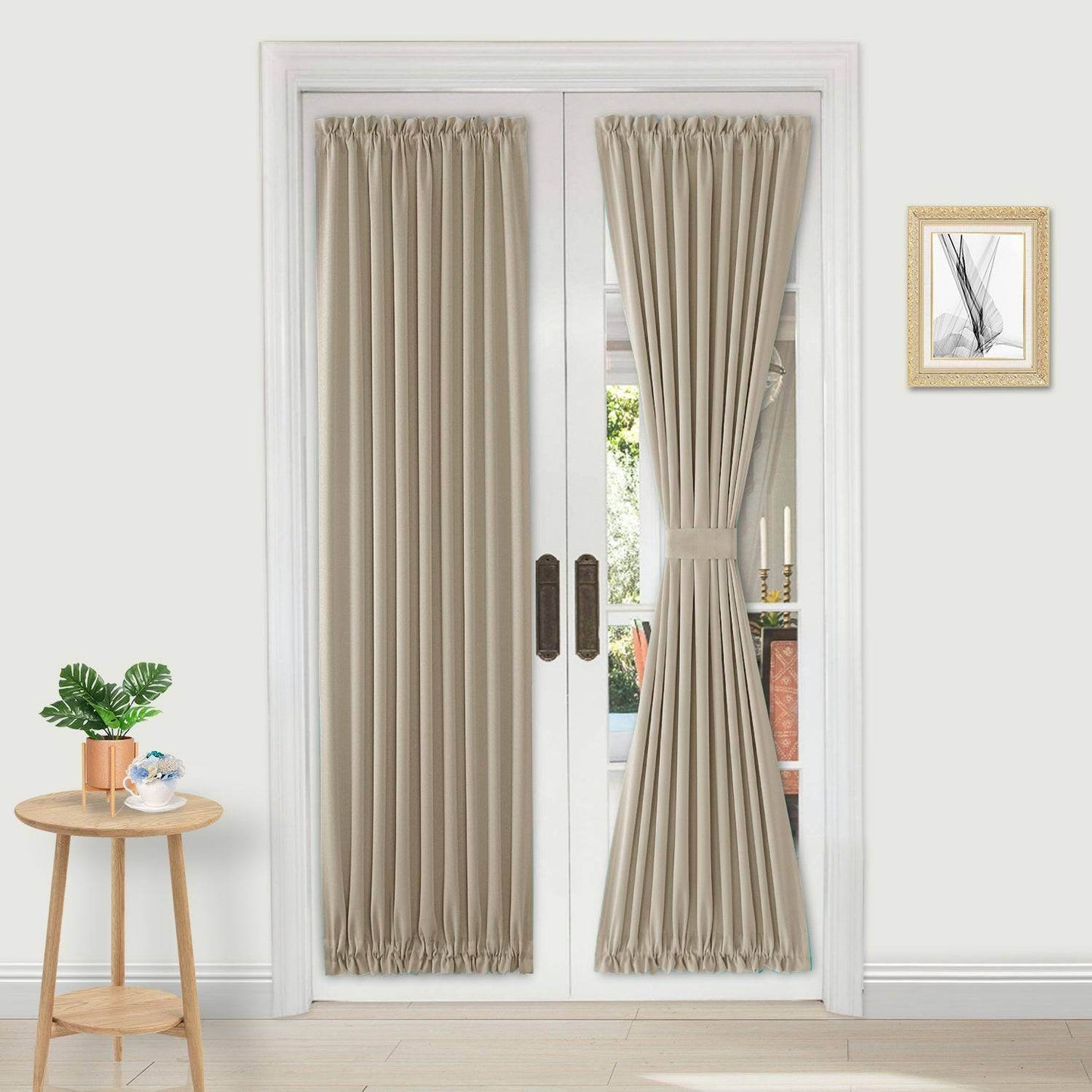 DWCN French Blackout Door Curtains, 1 Curtain Panel with Tieback - Loft&Timber