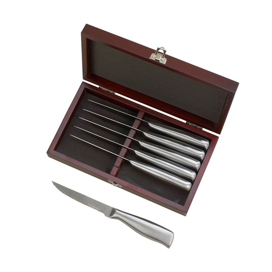 6 Piece Steak Knife Set with Hinged Rosewood Case - Loft&Timber
