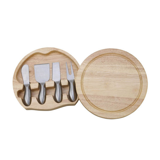 Round Swiveling Cheeseboard with 4 Stainless Steel Utensils - Loft&Timber