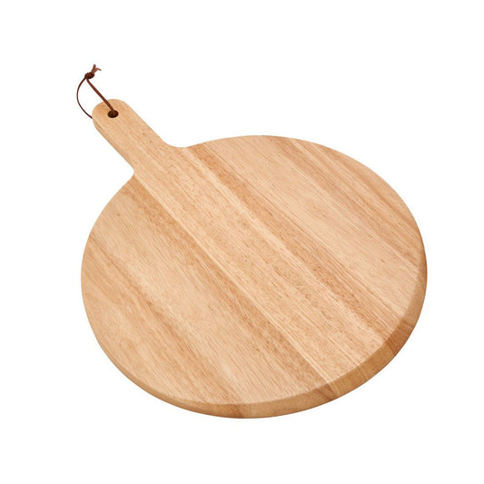 Rubberwood Pizza Board with Handle - 13.5" Diameter - Loft&Timber