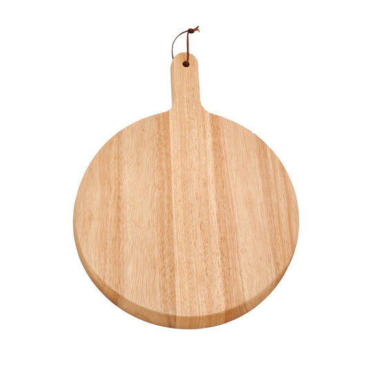 Rubberwood Pizza Board with Handle - 13.5" Diameter - Loft&Timber