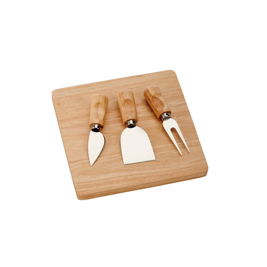 Rubberwood Cheese Cutting Board Set with 3 Tools - Loft&Timber