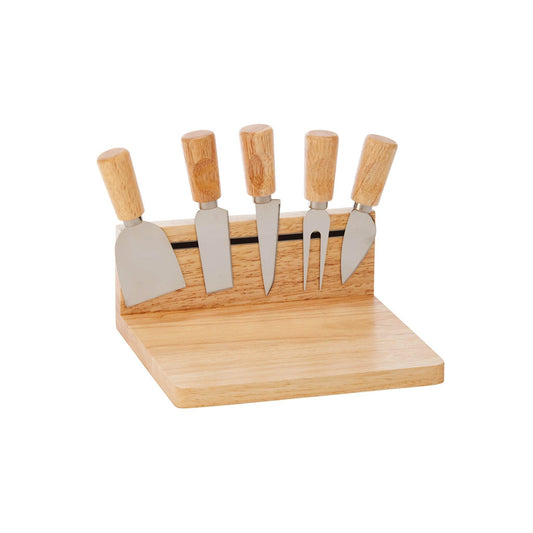 Rubberwood Magnetic Cheese Board Set with 5 Tools - Loft&Timber