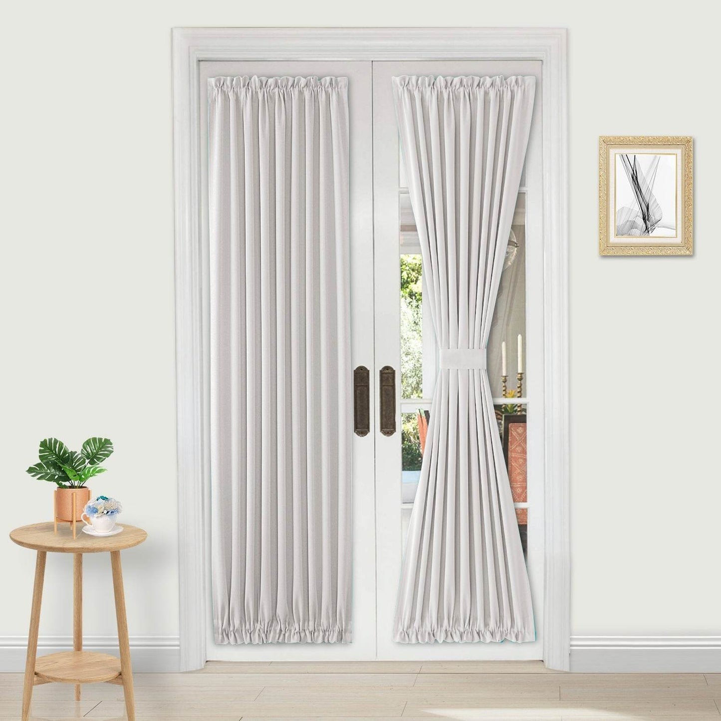 DWCN French Blackout Door Curtains, 1 Curtain Panel with Tieback - Loft&Timber