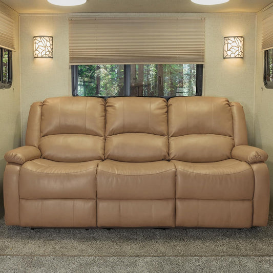 80" RV Triple Recliner Console, Wall Hugger, Toffee-0