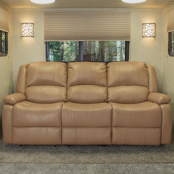 80" RV Triple Recliner Console, Wall Hugger, Toffee-0