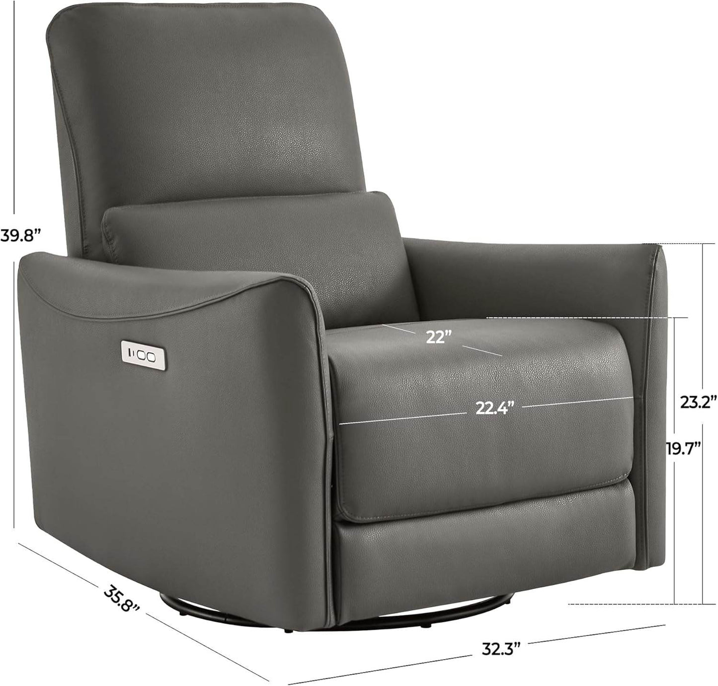 Power Recliner Chair Swivel Glider, Charcoal - Loft&Timber