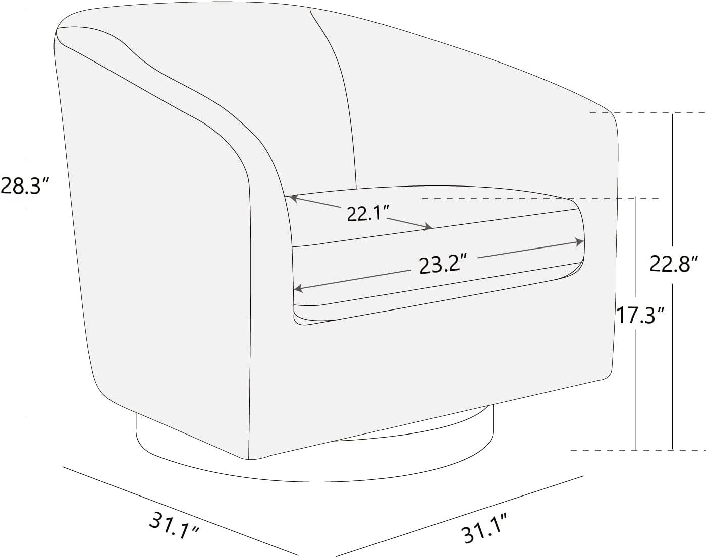 Ivory Swivel Barrel Chair Upholstered Fabric Living Room - Loft&Timber
