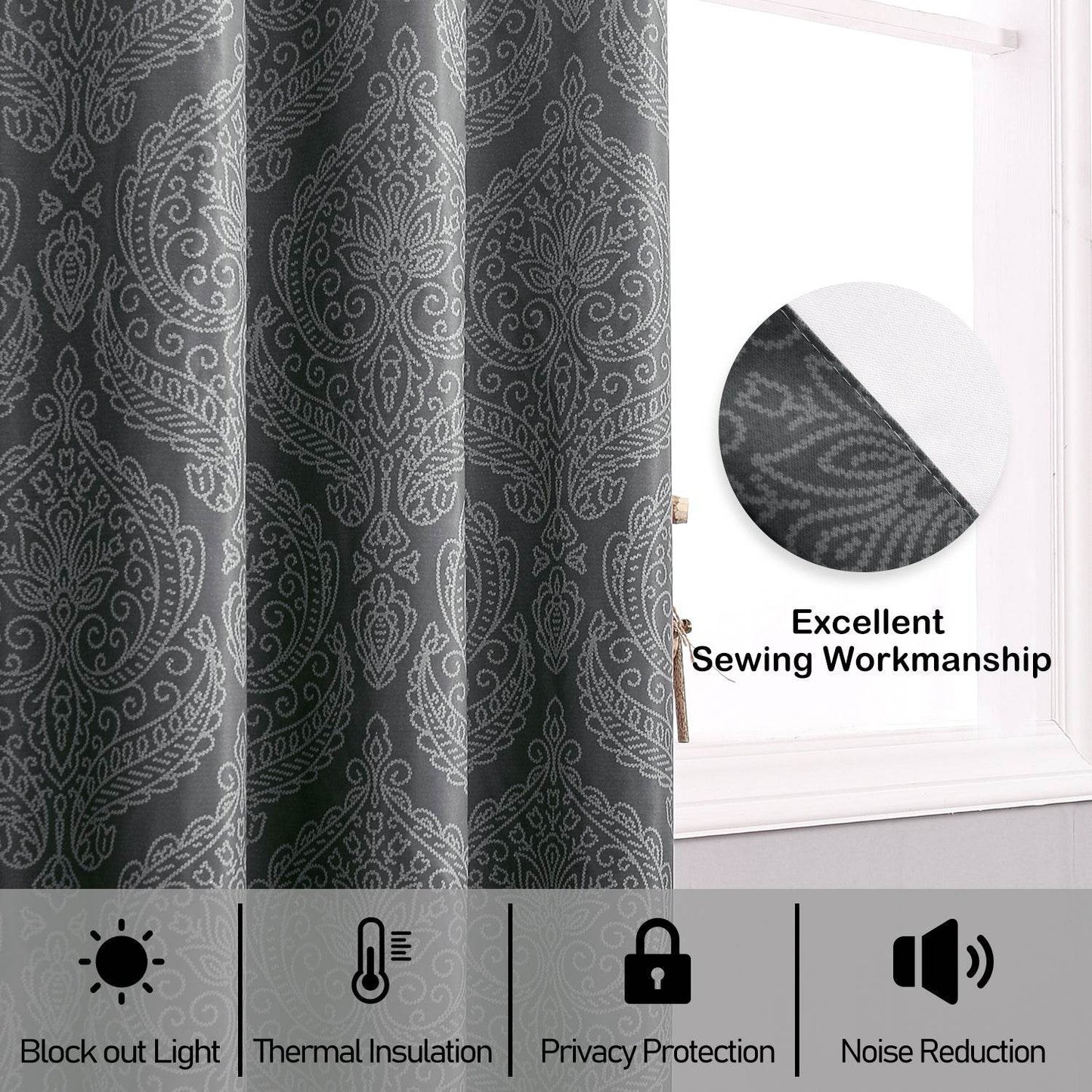 4pcs/SET Curtains - 2pcs Ombre Blackout Curtains And 2pcs Semi Sheer Curtains - Loft&Timber