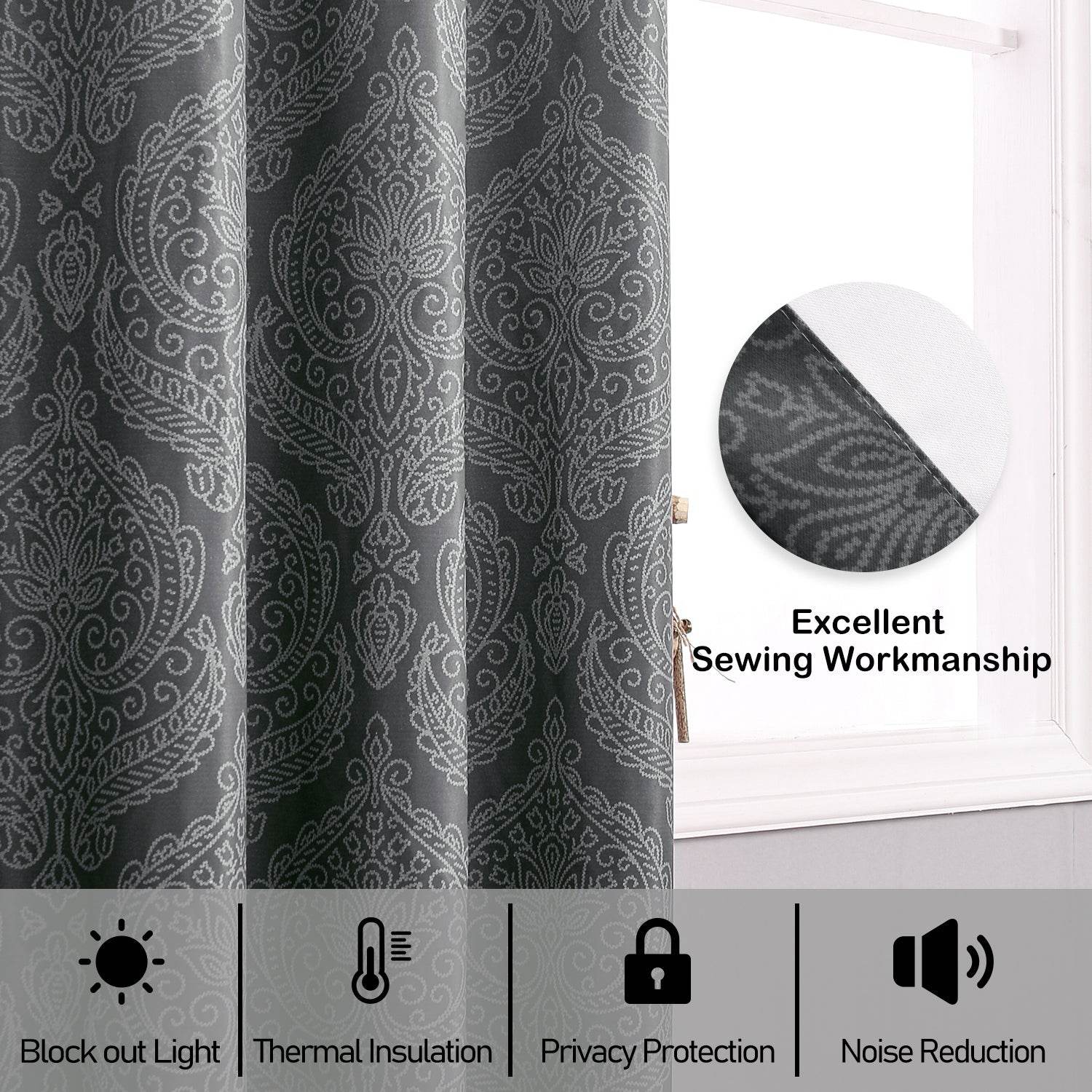 4pcs/SET Curtains - 2pcs Ombre Blackout Curtains And 2pcs Semi Sheer Curtains - Loft&Timber