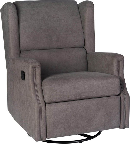 Omma Swivel Glider Rocking Recliner, Manual Wingback Recliner with 360 Degree Swivel, for Living Room, Bedroom, or Nursery, Upholstered, Dark Gray - Loft&Timber