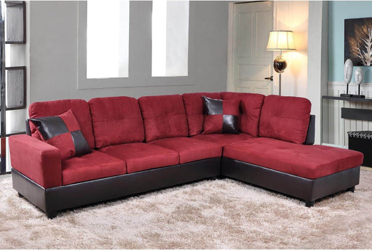2 Pieces Sectional Sofa Sets (A-Red, Right Hand Facing) - Loft&Timber