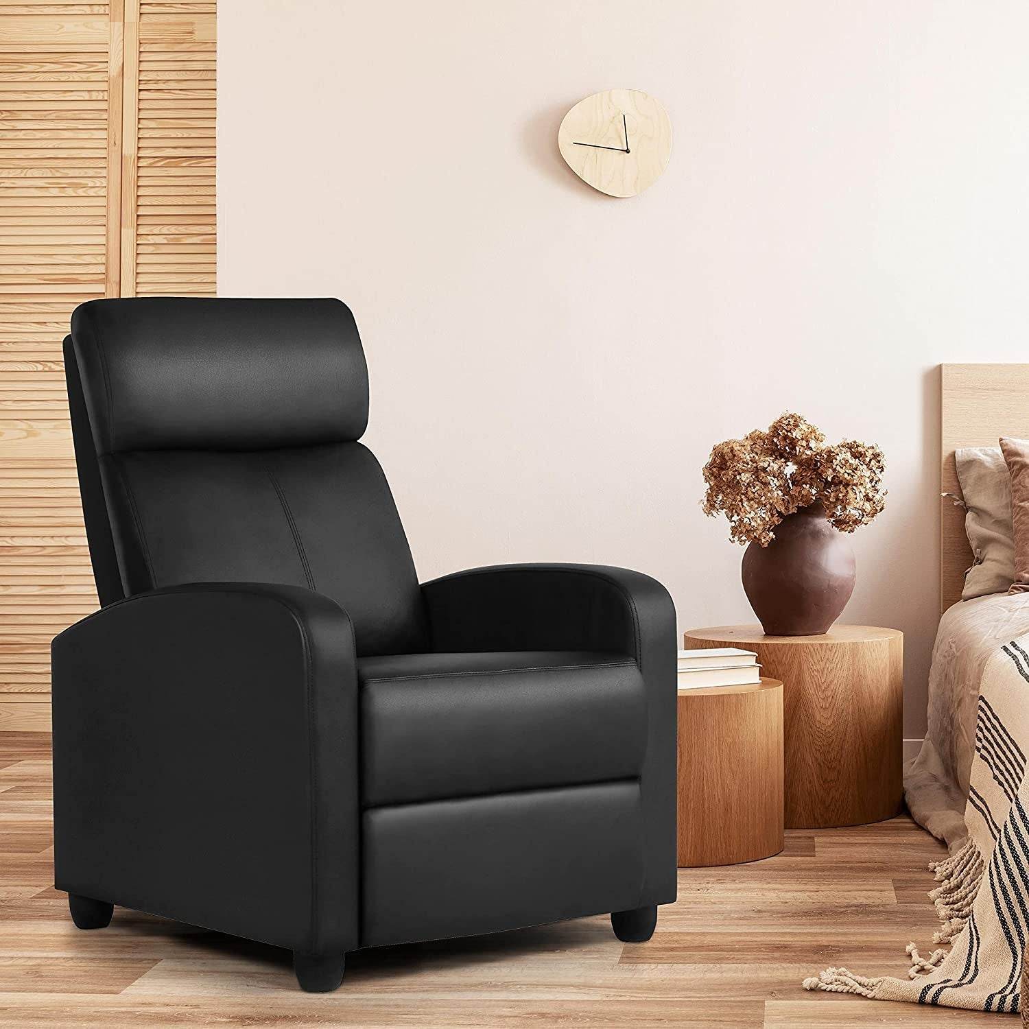 PU Leather Recliner Sofa with Lumbar Support - Loft&Timber