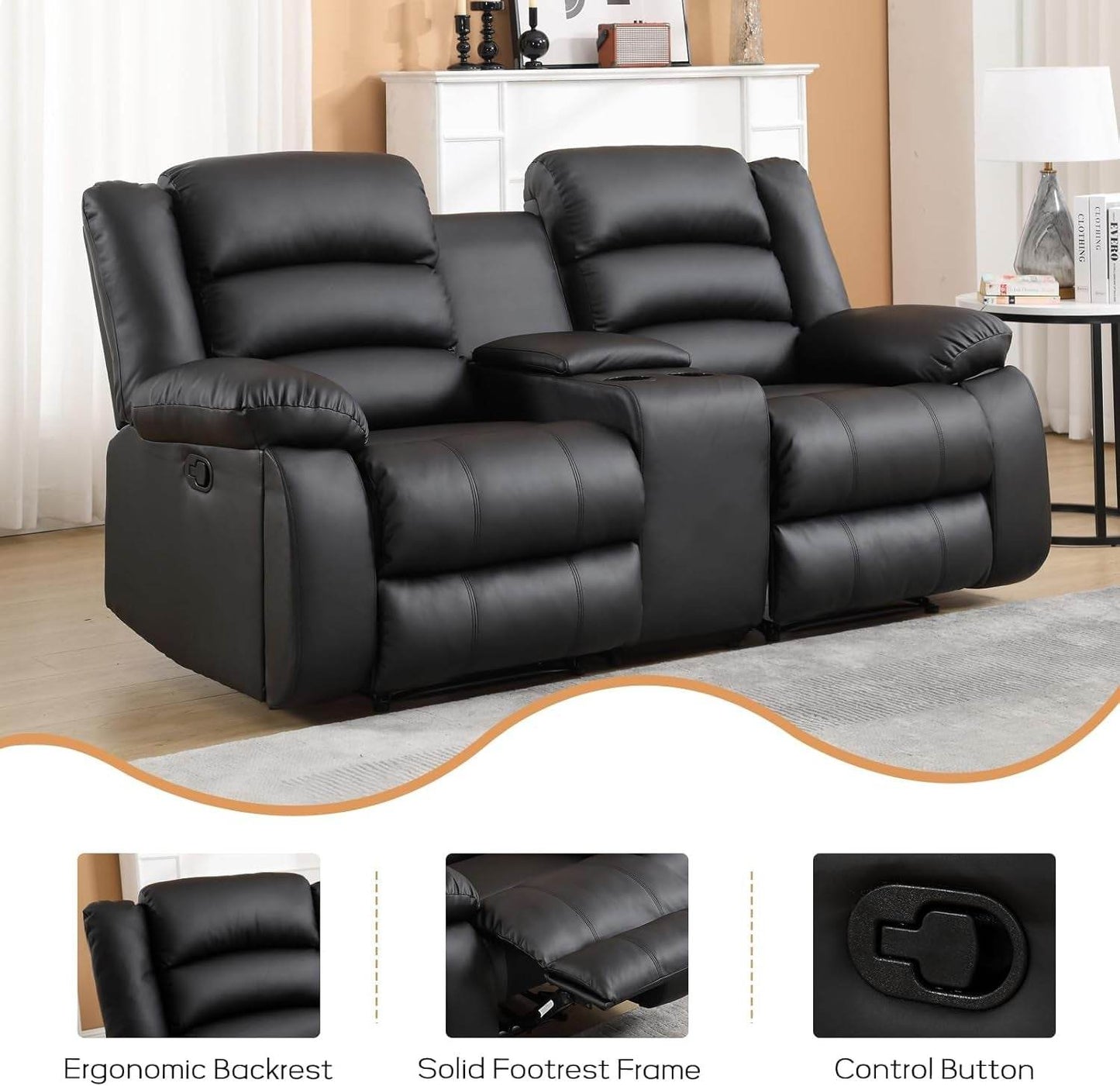 Faux Leather Manual Recliner Sofa Set (Loveseat+Sofa) - Loft&Timber