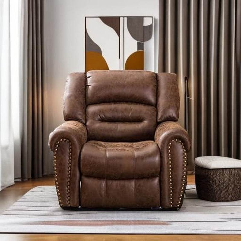 Electric Power Recliner Set of 2, Breathable Bonded Leather Reclining Chair Classic Home Theater Recliners Seating W/USB Port, Electric Recliner Chairs for Living Room (Nut Brown) - Loft&Timber