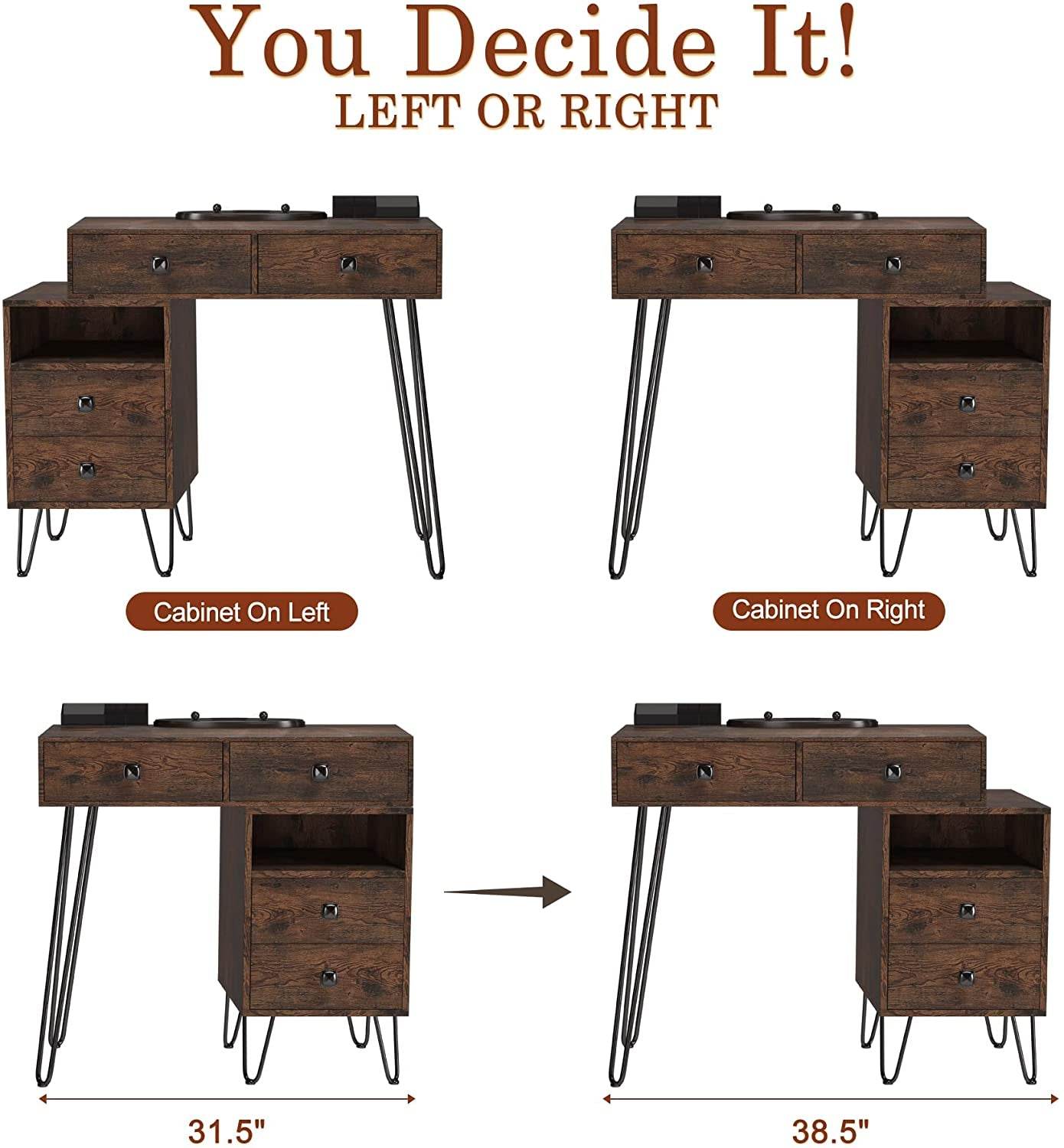 Vanity Desk Set with Drawers and Mirror - Loft&Timber