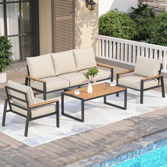 Stylish Four Piece Outdoor Patio Furniture Conversation Set - Loft&Timber