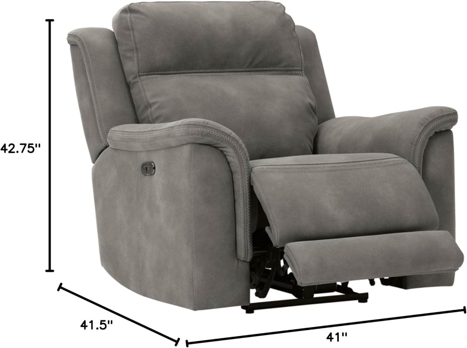 Next-Gen Durapella Power Recliner with Adjustable Headrest, Gray - Loft&Timber
