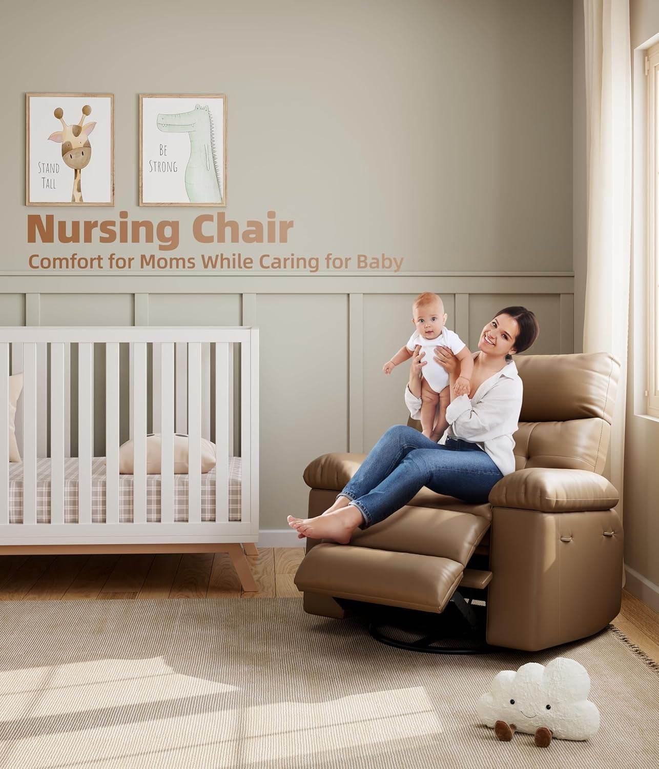 Power Swivel Massage Recliner Heat, Vibration, Faux Leather - Loft&Timber