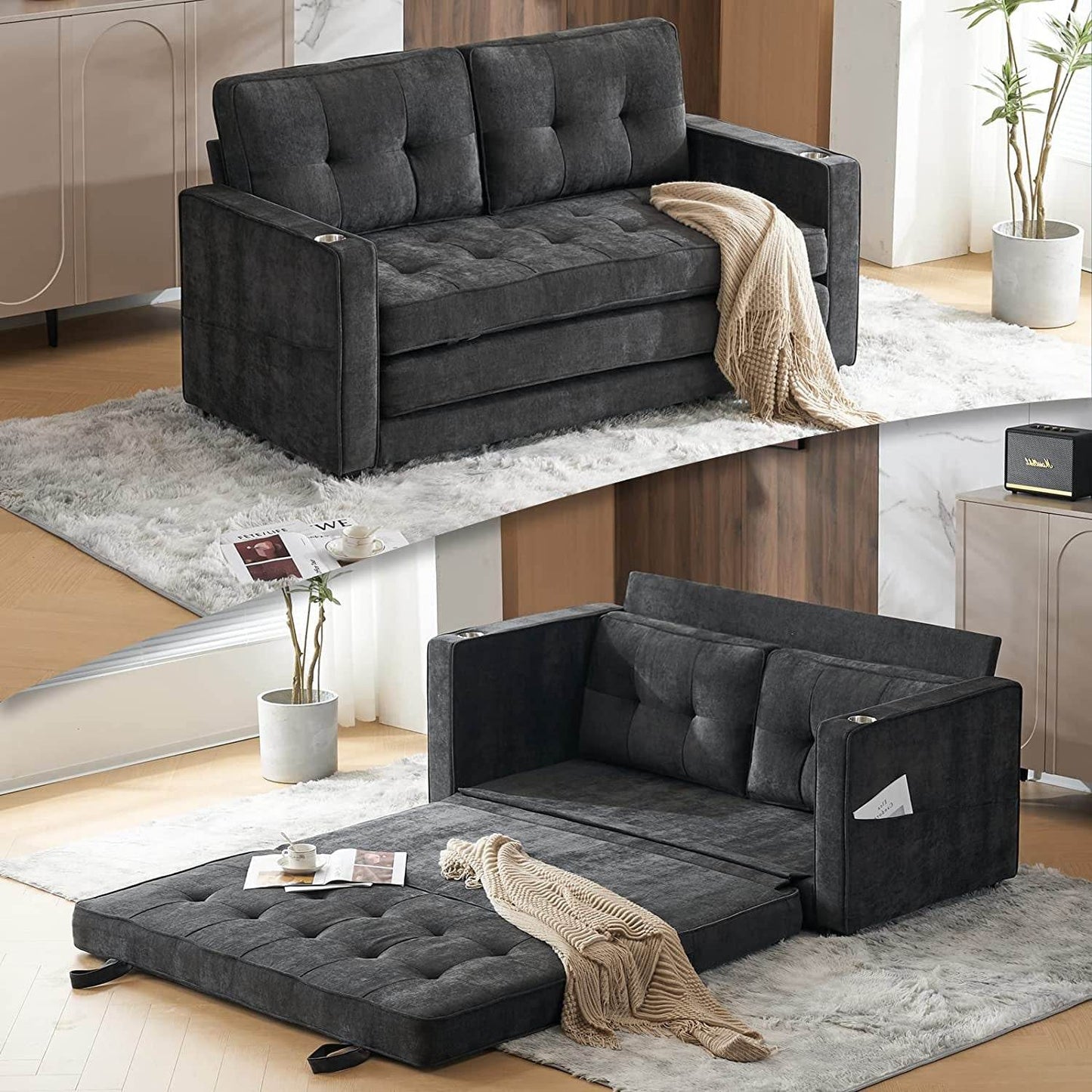 Upgraded Full Size Futon Sofa Bed, Convertible - Loft&Timber