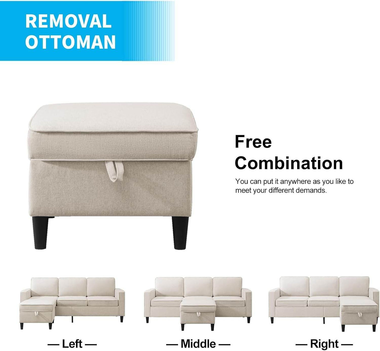 2 Piece Sofa Set, Sofa and Loveseat Sets for Living Room, L Shape Sectional Sofa with Chaise, 3 Seater Convertible Sectional Sofa Couch for Apartment - Loft&Timber