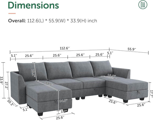 Modular Sectional Sofa with Storage Chaise - Loft&Timber