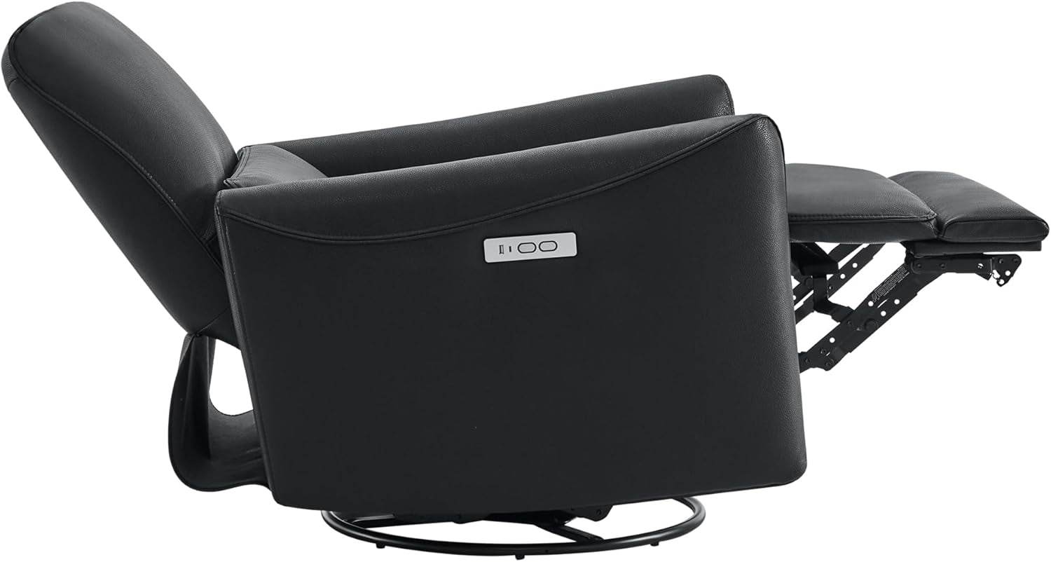 Power Recliner Chair Swivel Glider, FSC Certified Upholstered Faux Leather, Black - Loft&Timber