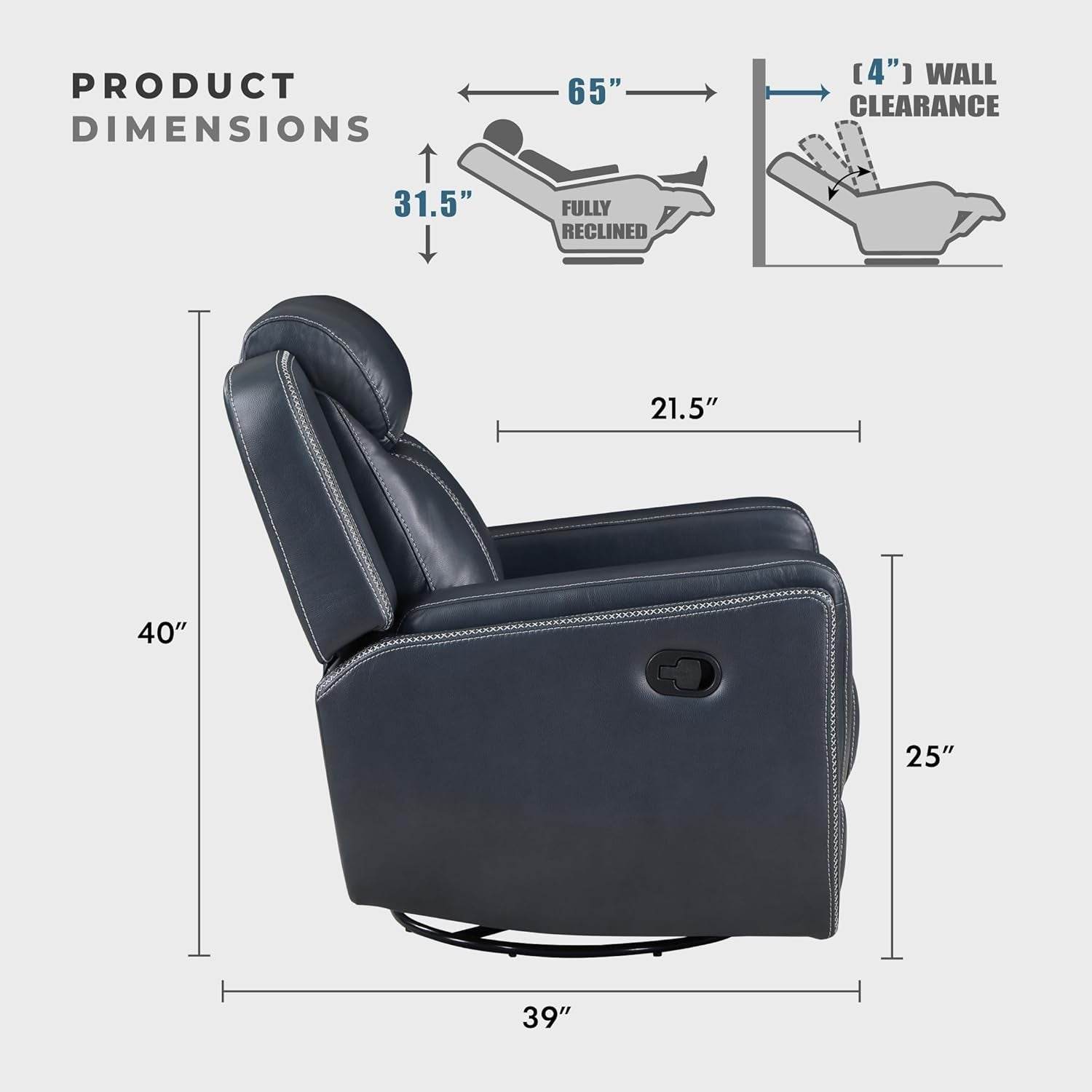 Recliner Living Room Set,Double Recliner Sofa and Loveseat, 2-Piece Set, Blue - Loft&Timber