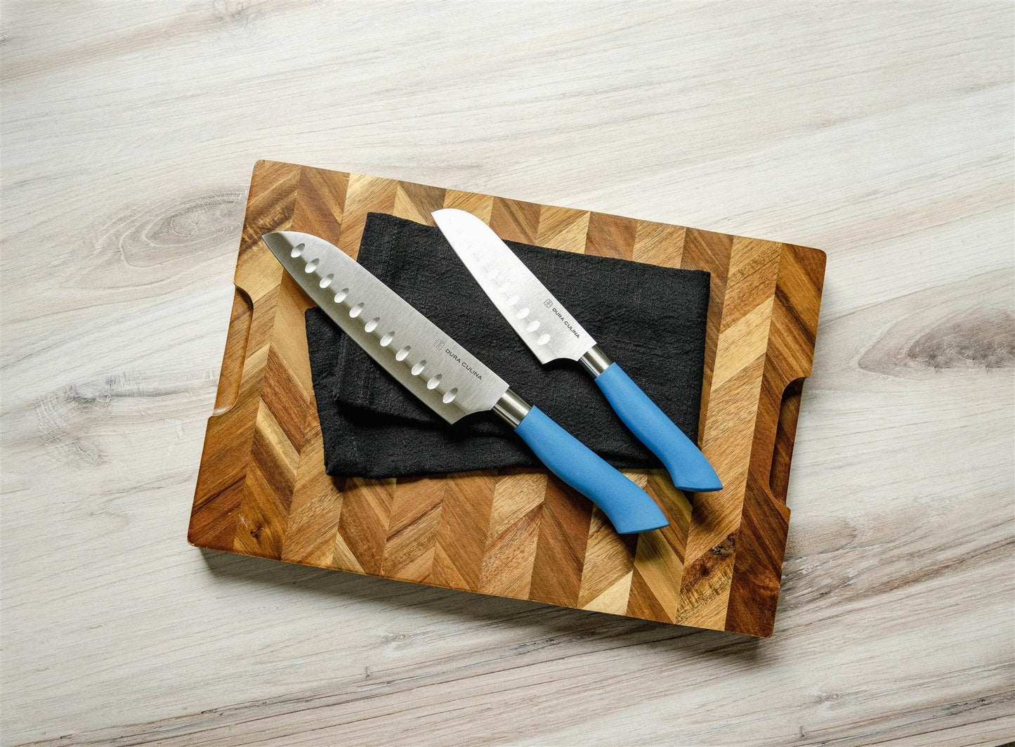 EcoCut 2 Piece Santoku Knife Set With Blade Guards, Blue - Loft&Timber