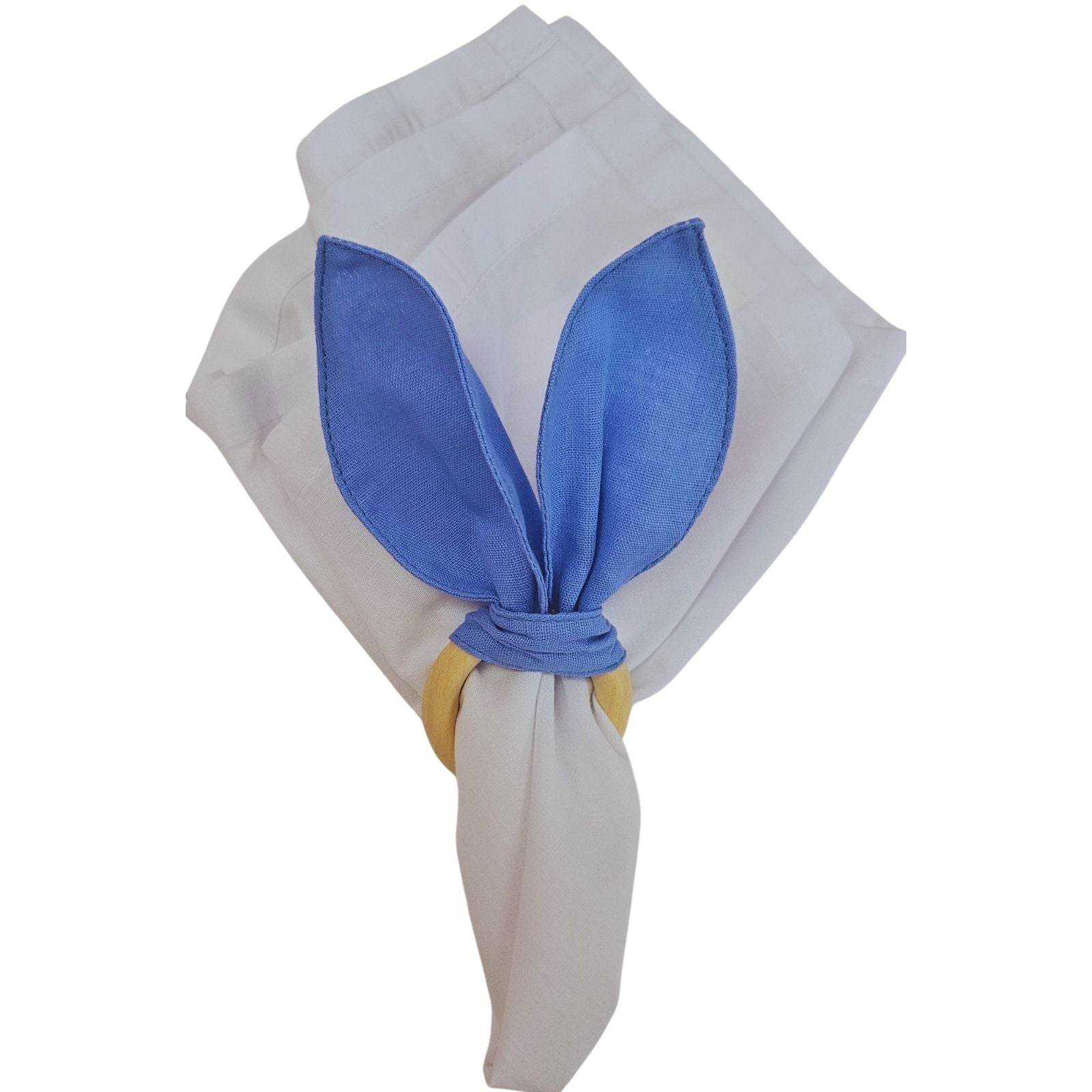 Maison Charlo | Easter Set of 4 Charm Blue Bunny Ears Napkin Rings | Dining Table Decor - Loft&Timber