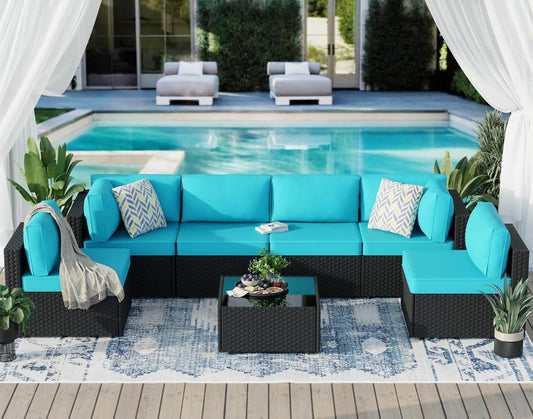 Comfortable Seven Piece Outdoor Patio Furniture Set - Loft&Timber