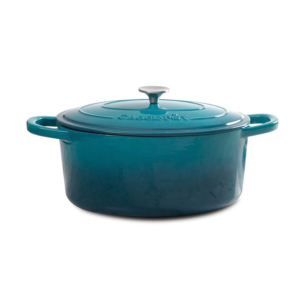 Crock Pot Artisan 5 Quart Round Enameled Cast Iron Dutch Oven in Teal Ombre - Loft&Timber
