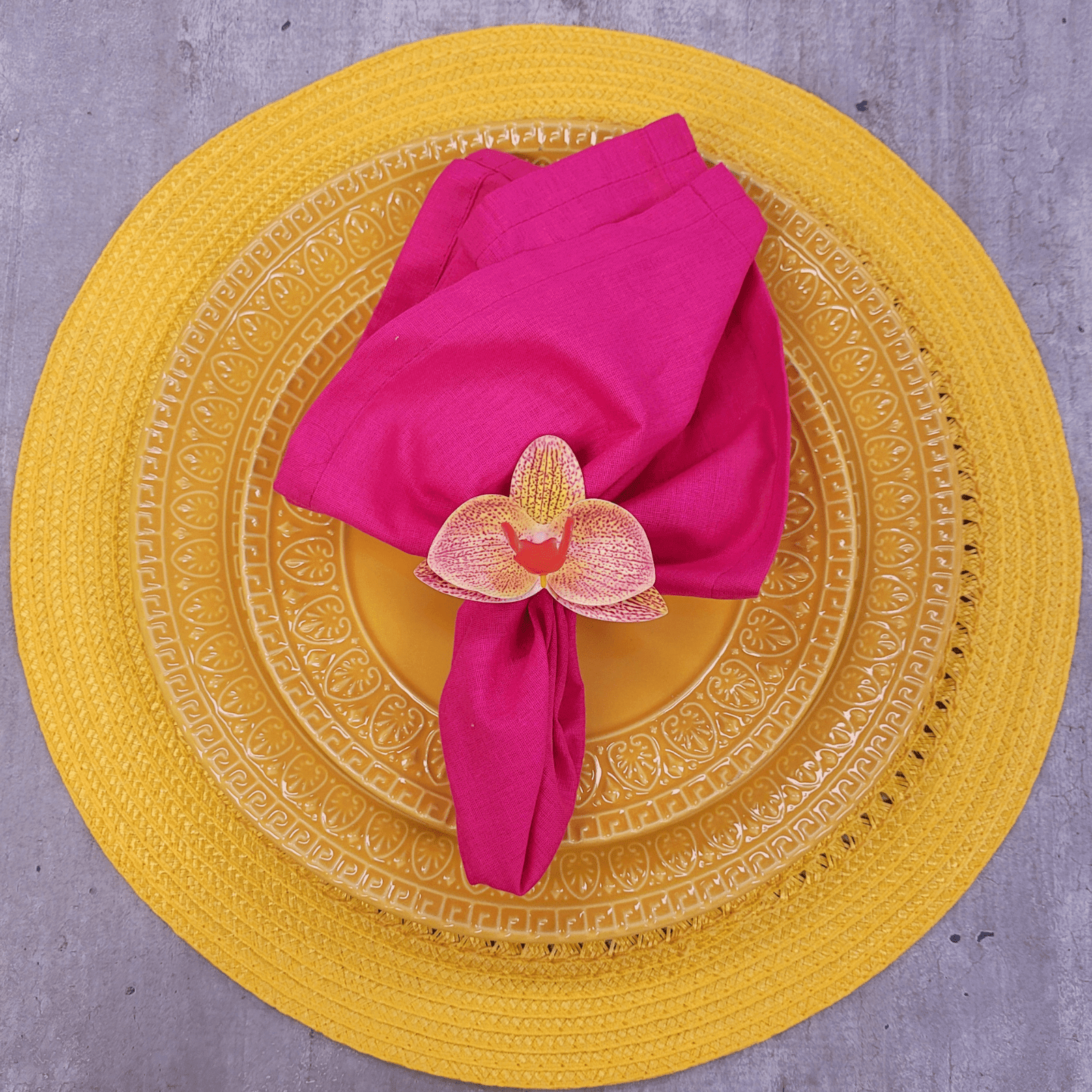 Maison Charlô | Set 6 Yellow Degrade Orchid Luxery Napkin Rings - Loft&Timber
