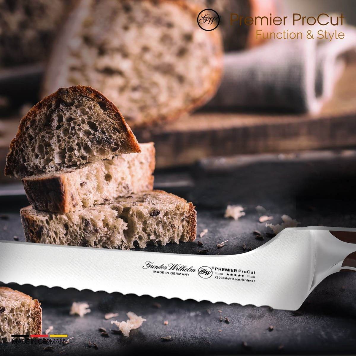 Gunter Wilhelm Premier Offset Bread Knife, 10 Inch | Dark Brown ABS Handle SKU: 30-318-1510 - Loft&Timber
