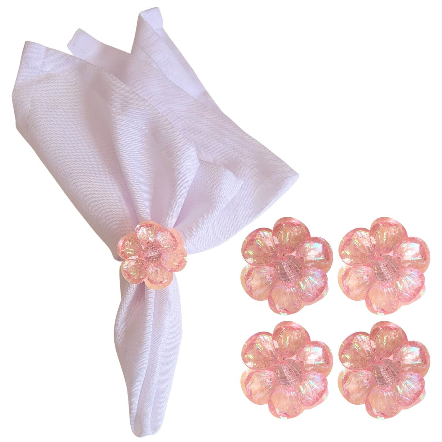 Maison Charlô | Set of 4 Delicate Flower Napkin Rings | Wedding, Thanksgiving, Christmas, New Year, Wedding, Banquet, Birthday - Loft&Timber
