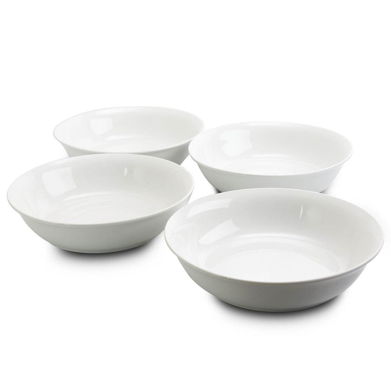 Gibson Home Wide 8.75 in. Stoneware Dinner and Serving Bowls in White, Set of 4 - Loft&Timber