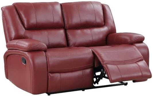 Red Faux Leather Reclining Loveseat rana - Loft&Timber