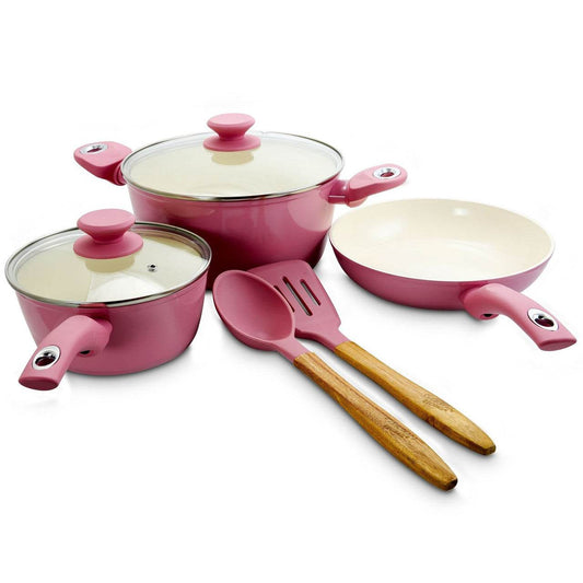 Gibson Home Plaza Café 7 Piece Aluminum Nonstick Cookware Set in Lavender - Loft&Timber