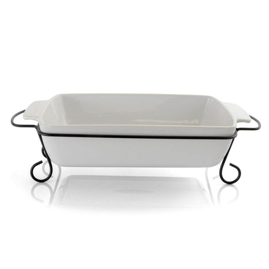 Gibson Elite 2 Piece Rectangle 15.5 Inch Stoneware Bakeware with Metal Rack - Loft&Timber