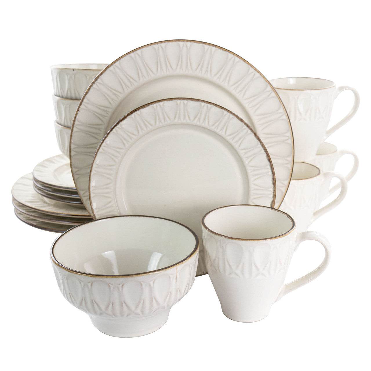 Gibson Elite Golden Halo 16 Piece Stoneware Dinnerware Set - Loft&Timber