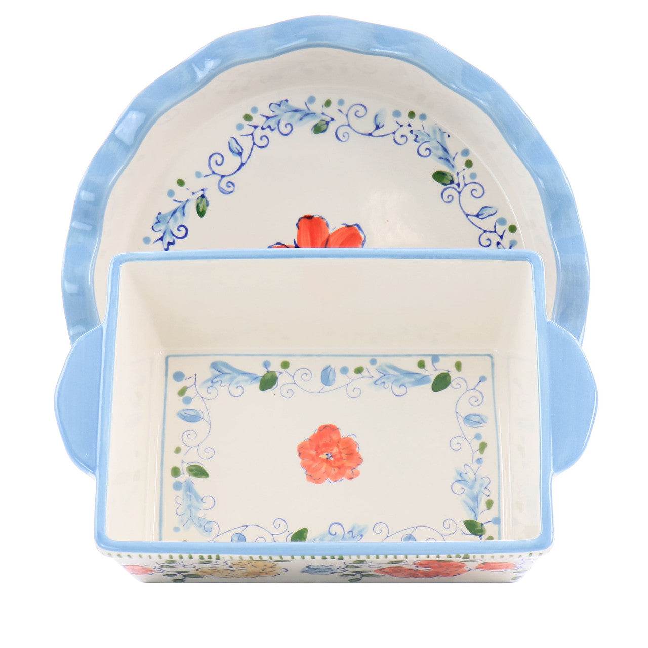 Gibson Elite Anaya 2 Piece Stoneware Bakeware Set with Hand Painted Designs - Loft&Timber