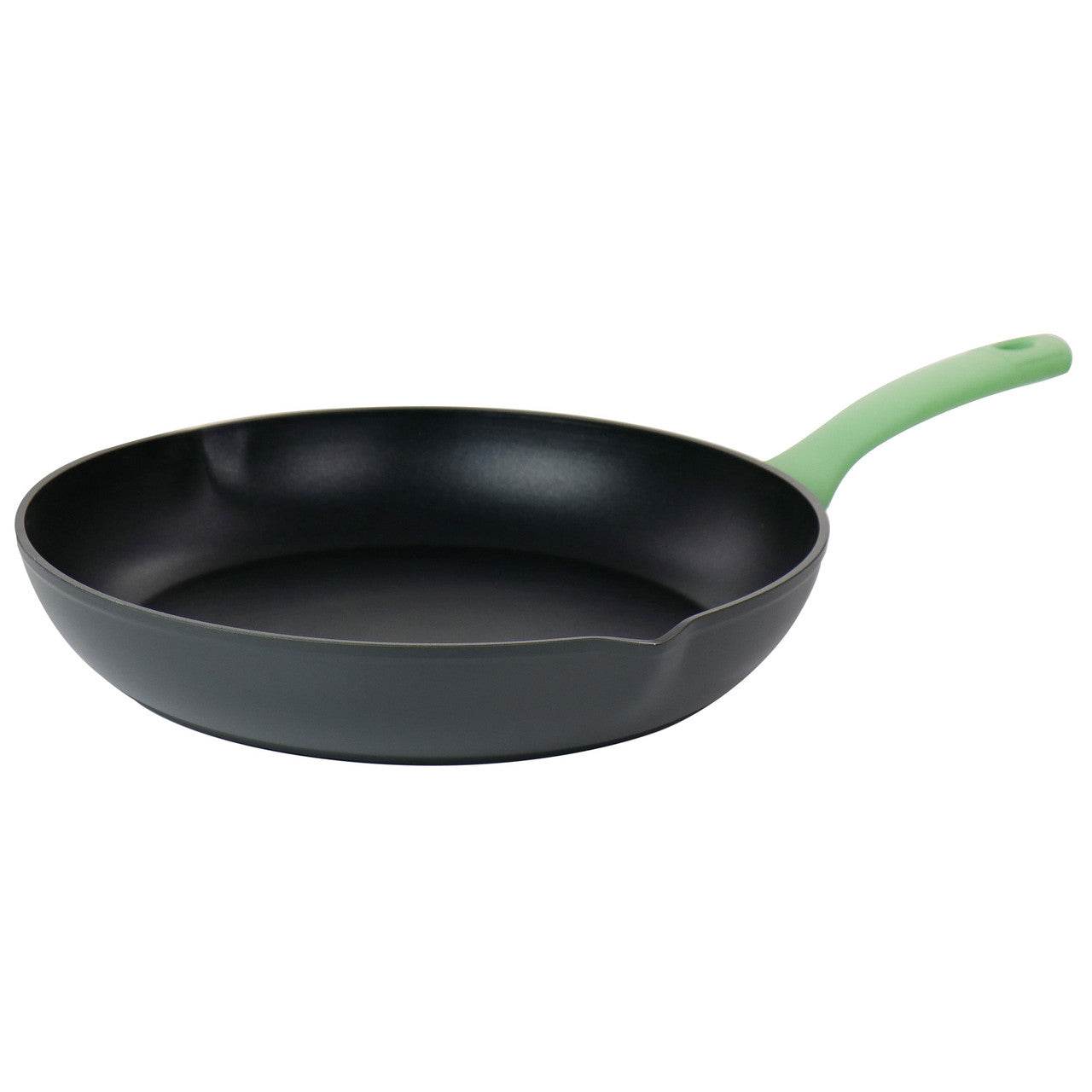 Oster Rigby 9.5 Inch Aluminum Nonstick Frying Pan in Green with Pouring Spouts - Loft&Timber