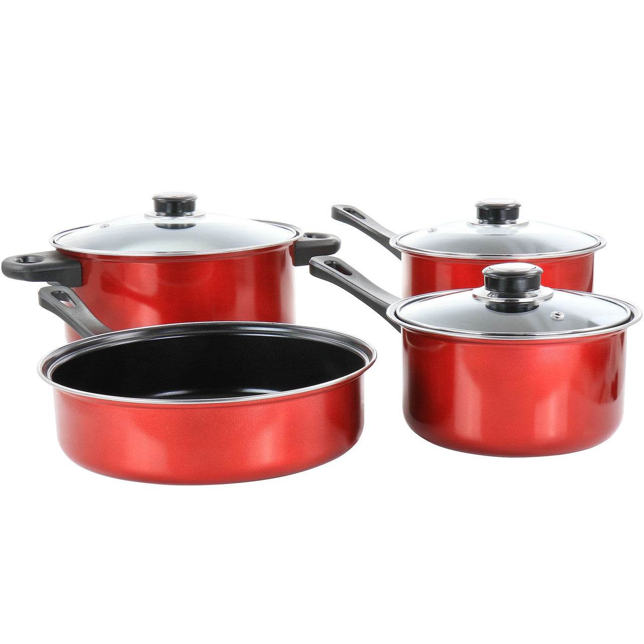 Gibson Everyday Cardinal 7 Piece Nonstick Steel Cookware Set in Red - Loft&Timber