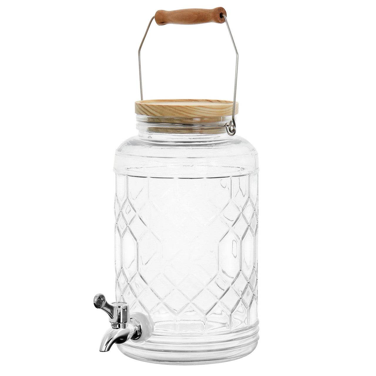 Gibson Home 0.95 Gallon Duval Glass Beverage Dispenser with Wooden Lid and Handle - Loft&Timber
