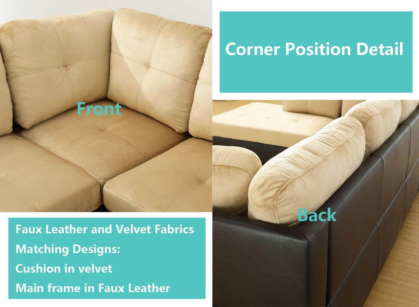 Beige Sectional Couch, 105 Inch Sectional Sofa L Shaped Couch with Storage Ottoman/Microfiber Fabric/Facing Right Chaise - Loft&Timber