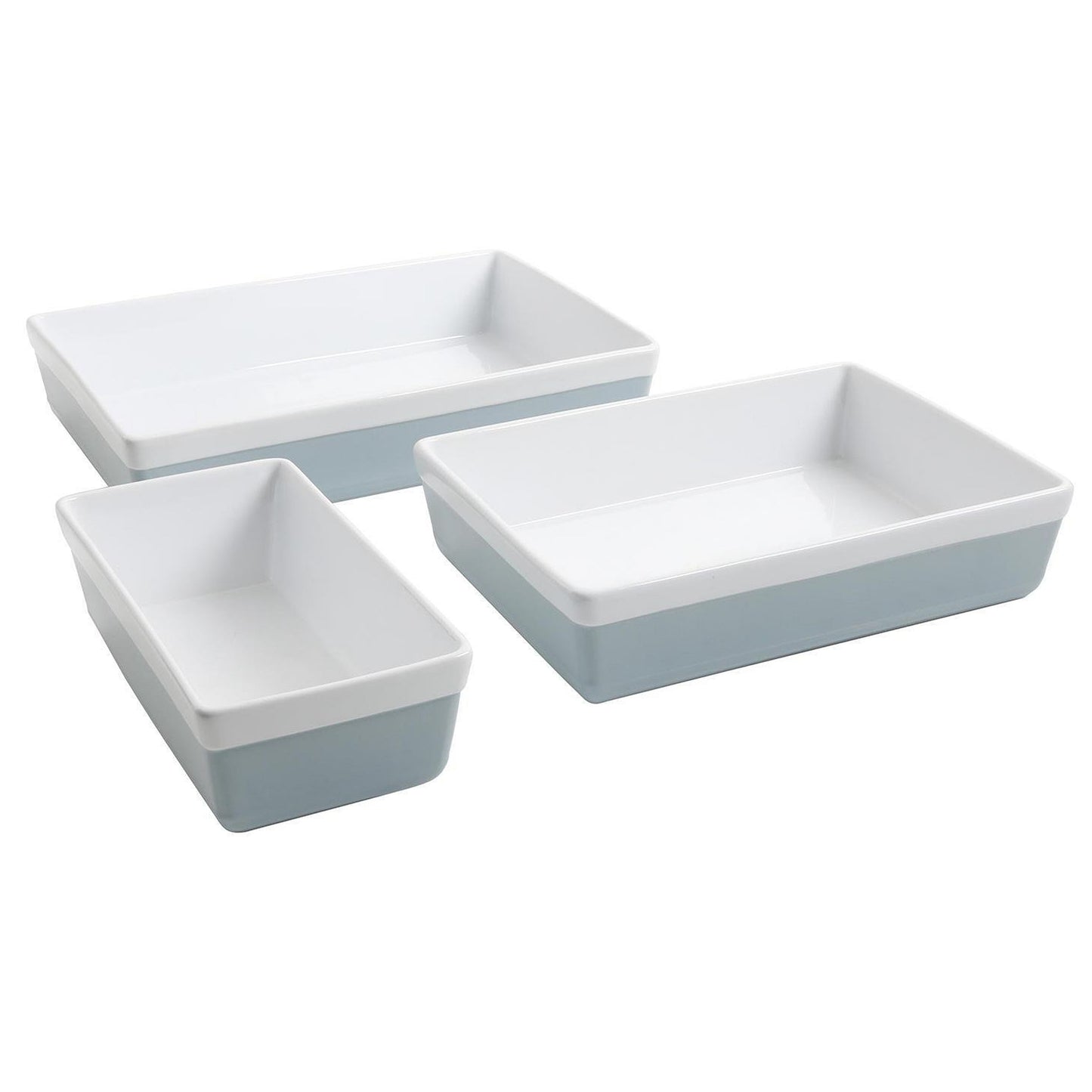 Martha Stewart Dual-Tone 3 Piece Stoneware Rectangle Bakeware Set in