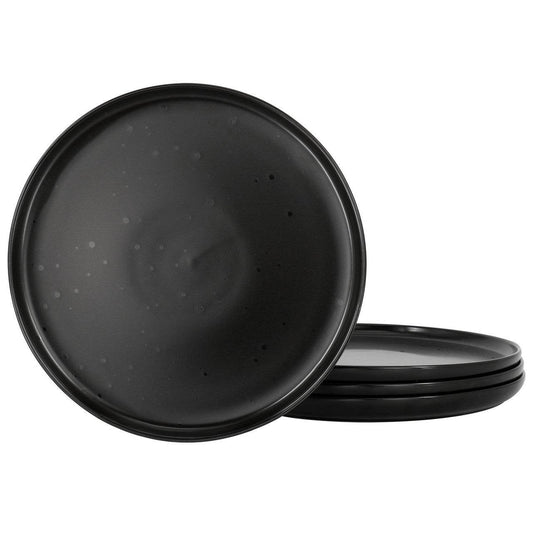 Our Table Landon 4 Piece 8.4 Inch Round Stoneware Salad Plate Set in Pepper - Loft&Timber