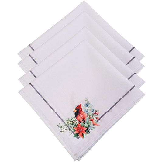 Charlo's Cloth Napkins Set of 4 Royal Bird and Christmas Grey 16" by 16" - Loft&Timber